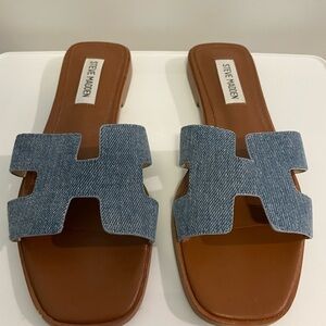 Steve Madden Denim Blue Slide Sandals
